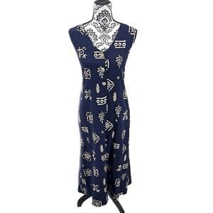 Christopher Banks Navy Earthy Geometric Patterned Dress, L
